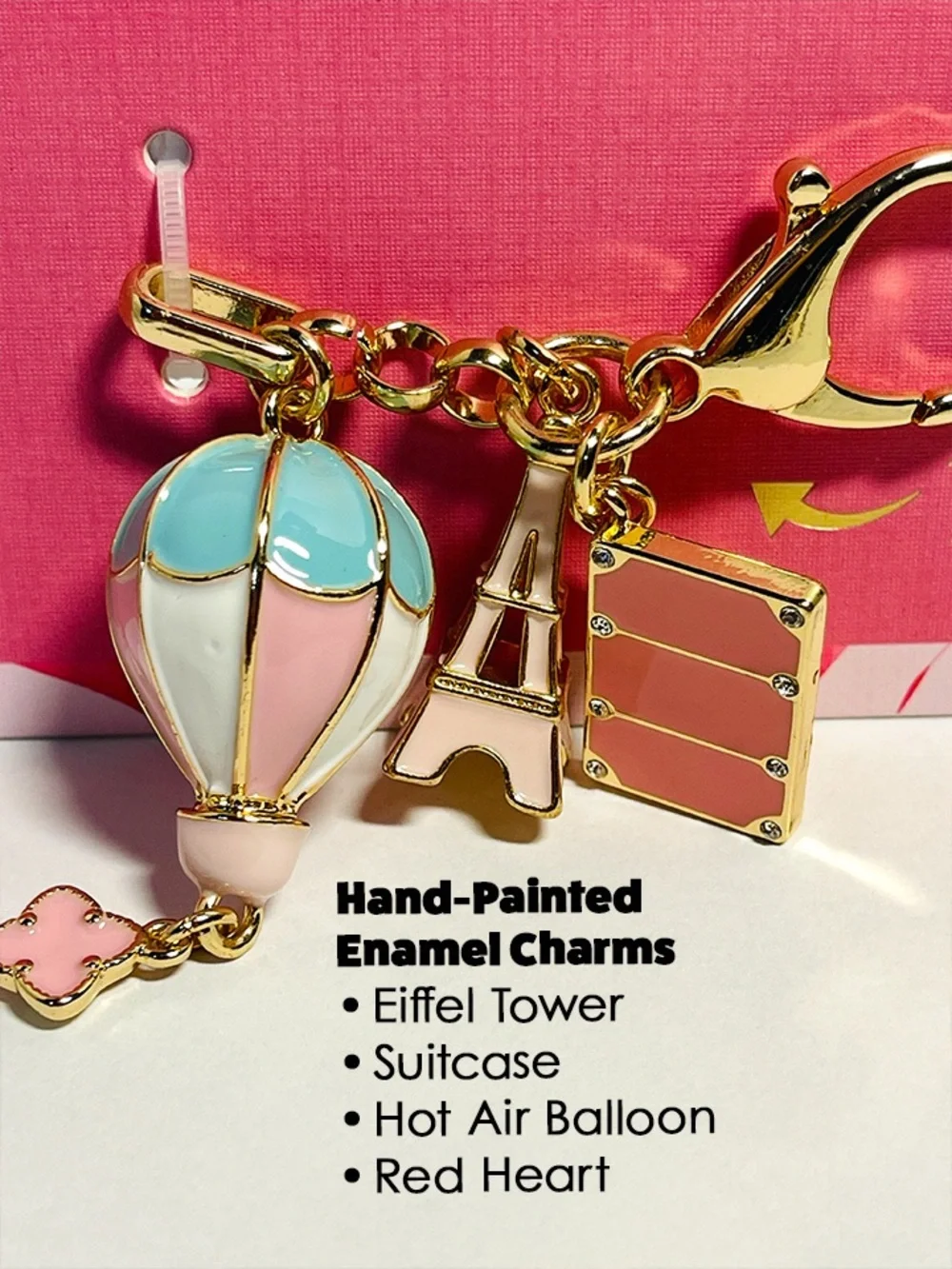 piper•k Pairs Travel Hot Air Balloon Keychain with Eiffel Tower, Bag Charm